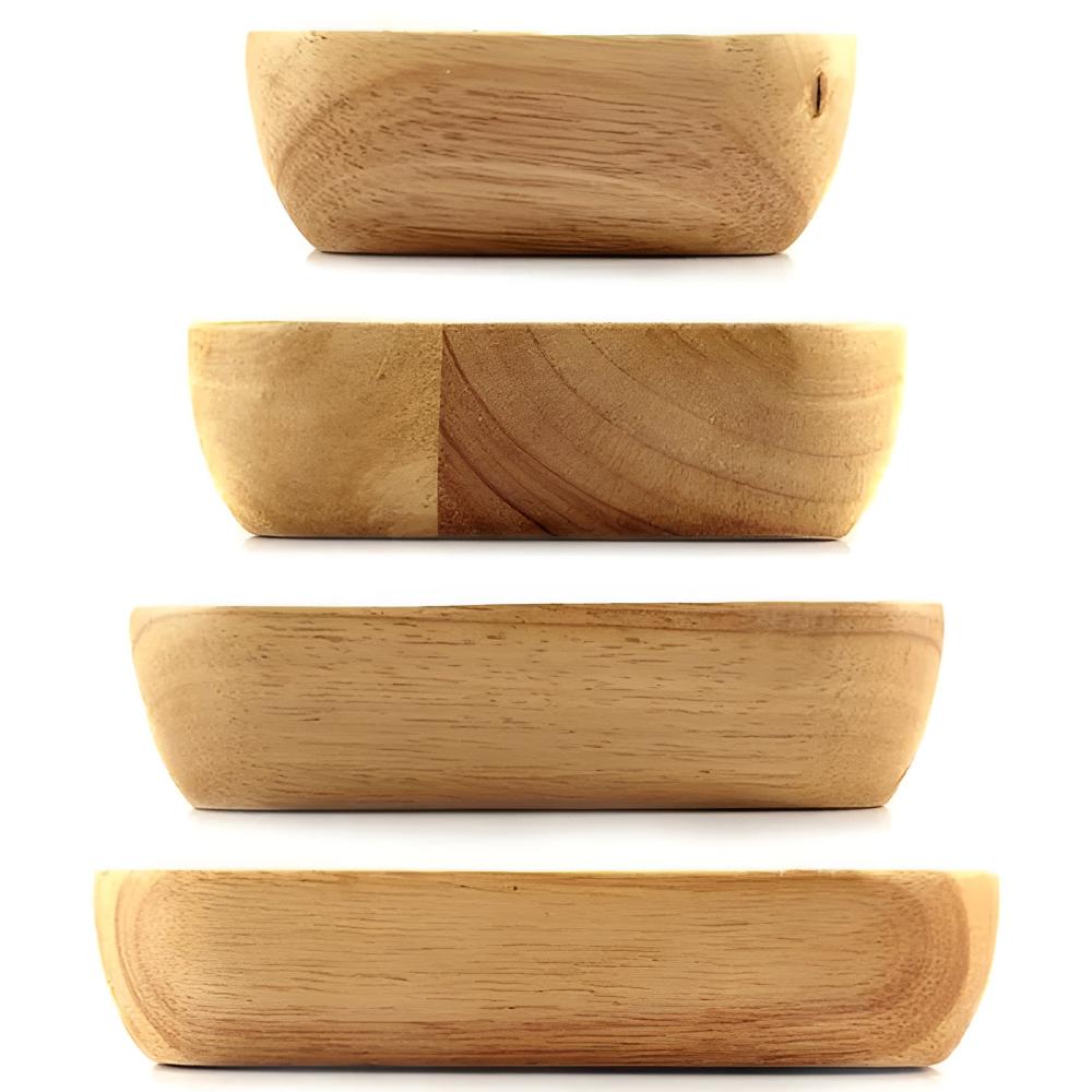 Bol carré en bois naturel