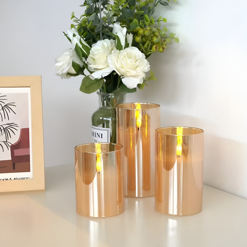 Bougies LED 3D sans flamme | Lot de 3