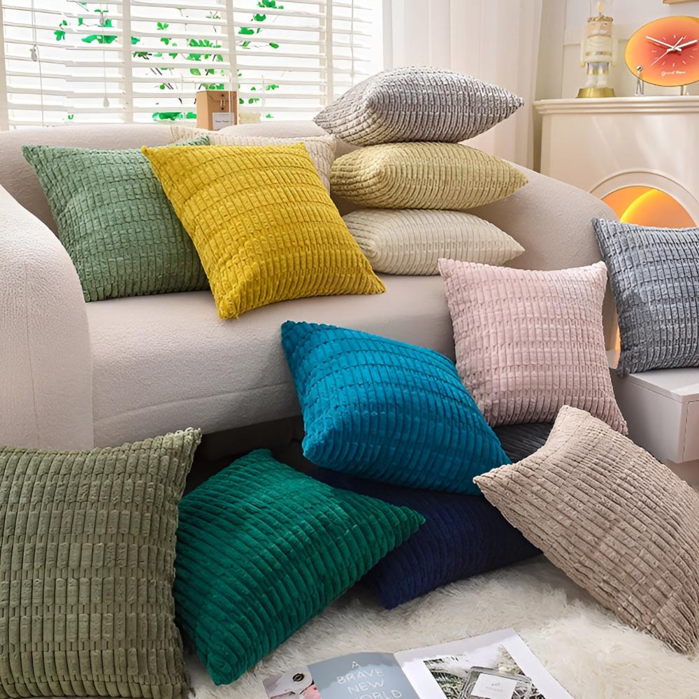 Housses de coussin moelleuses nervurées