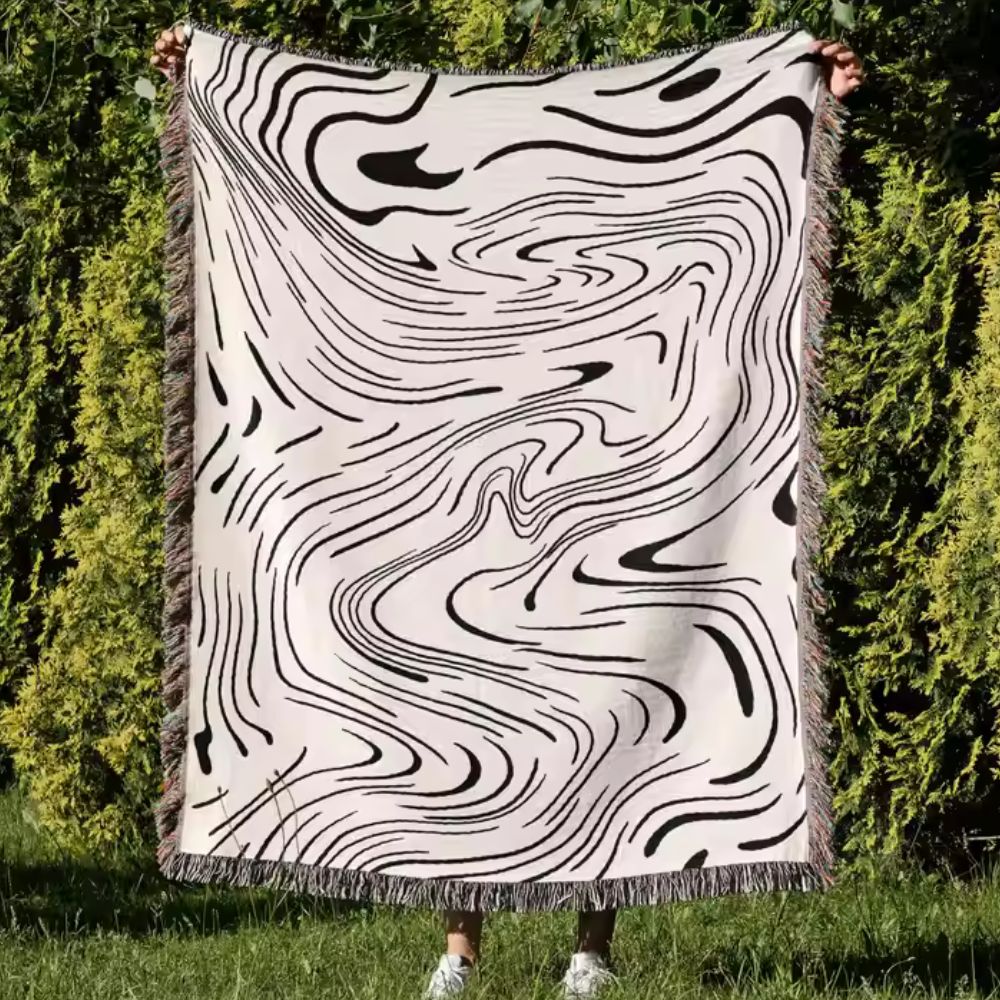 Plaid tissé effet marbre
