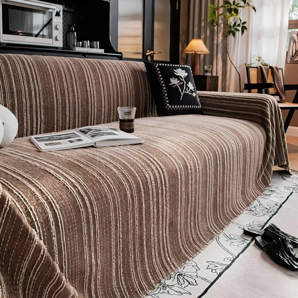 Housse de canapé en chenille à rayures
