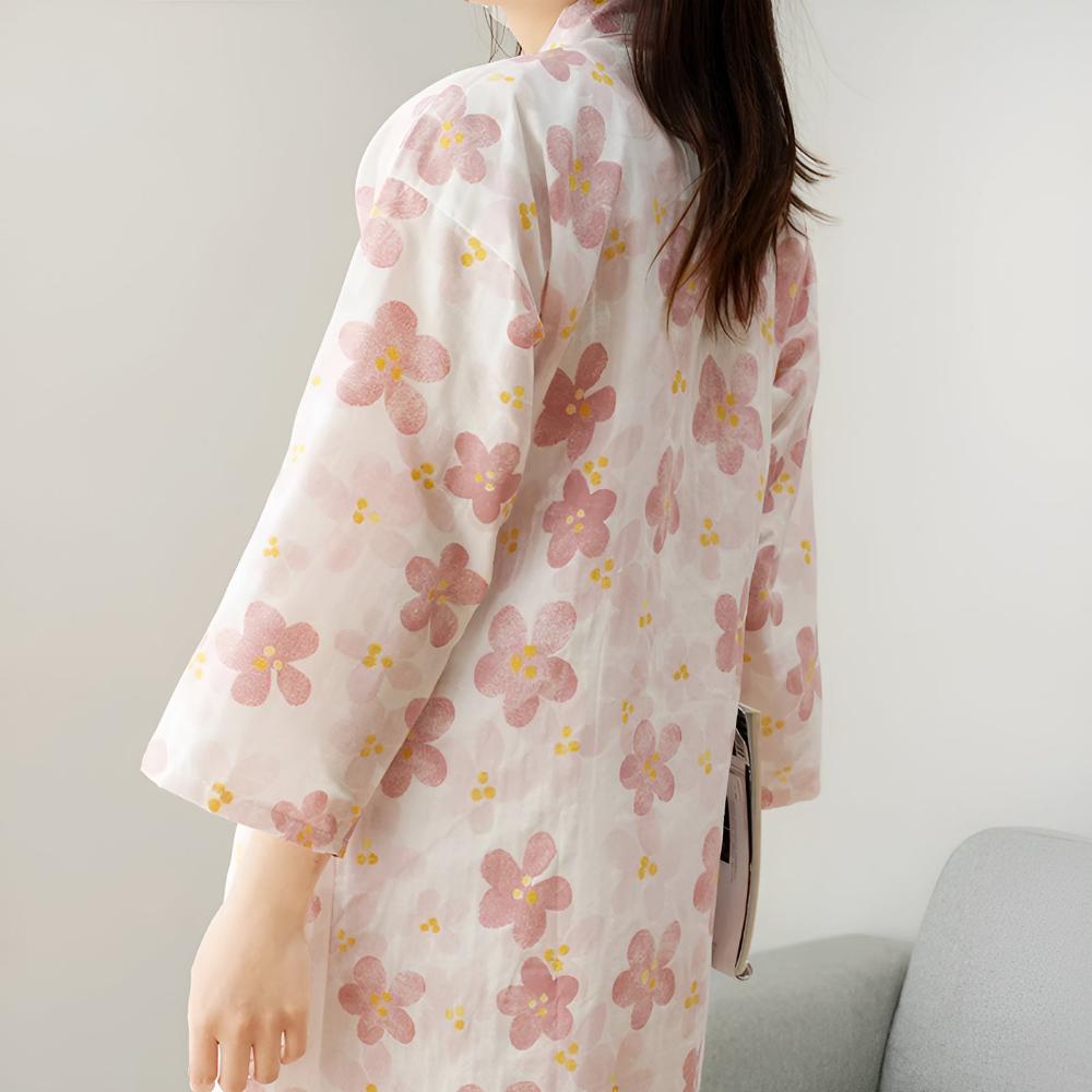 Peignoir en coton à fleurs pour femme