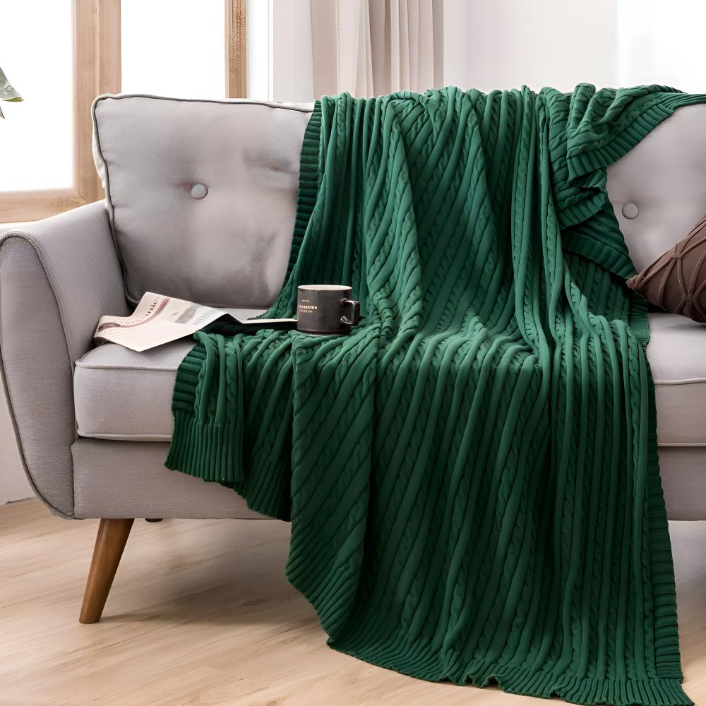 Plaid en coton tricoté torsadé – Forest Haven
