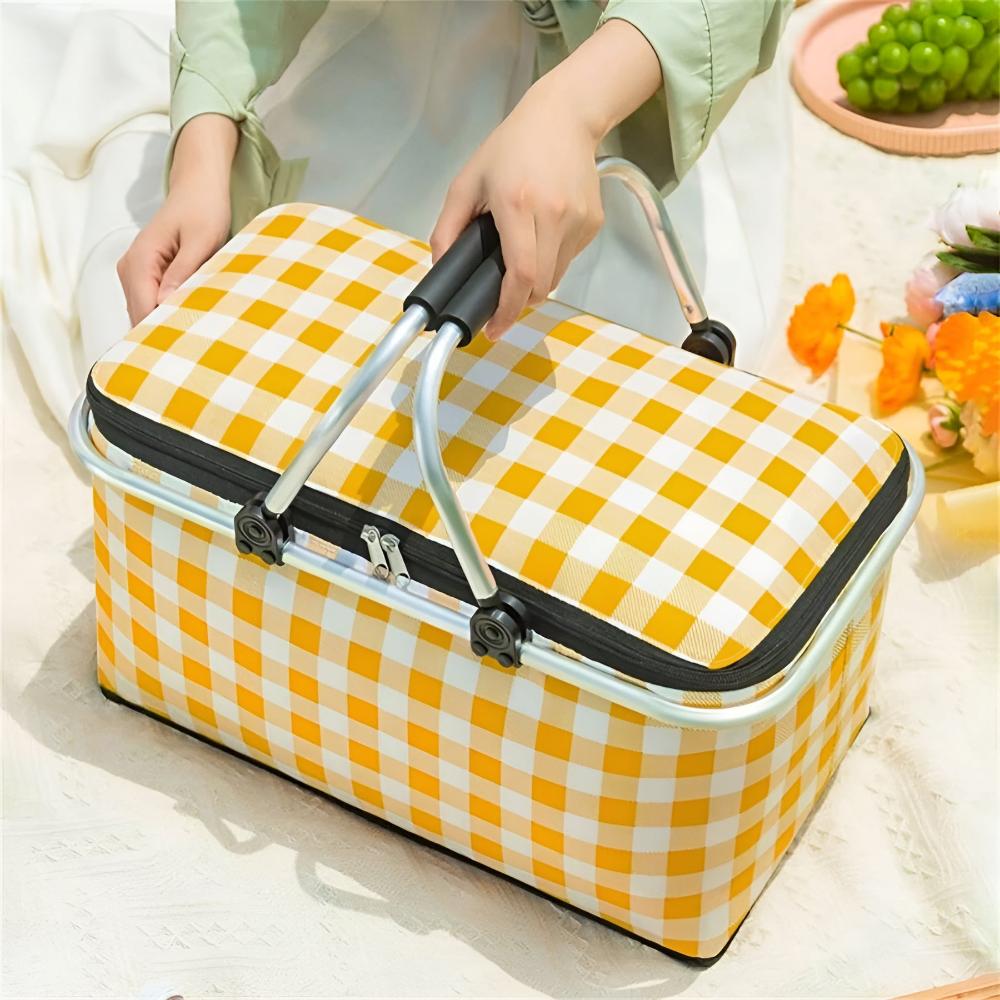 Panier de pique-nique pliable à carreaux