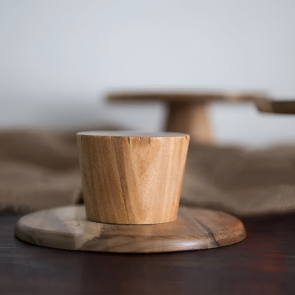 Présentoir à gâteau sur pied en bois