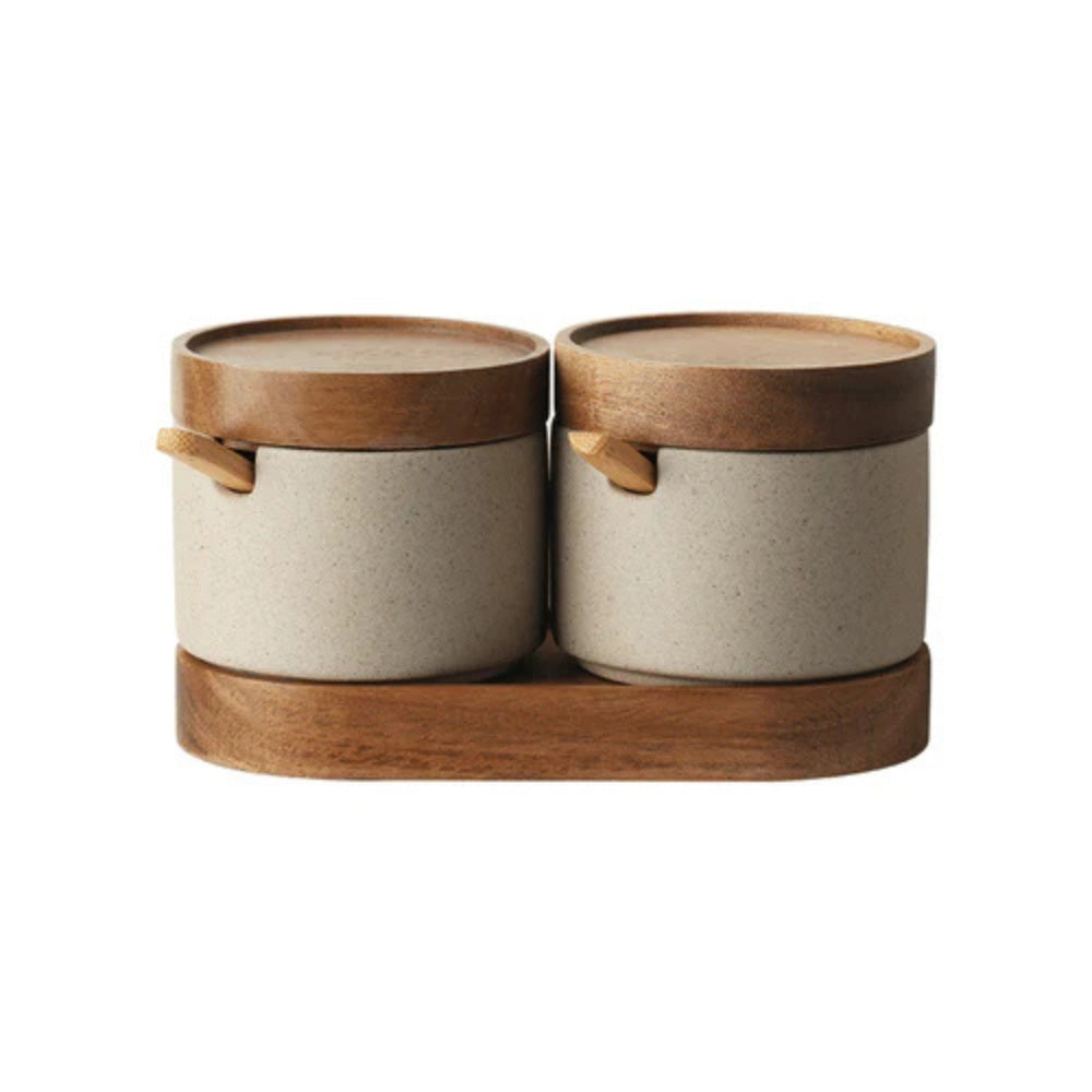 Set de pots à épices en céramique rustique