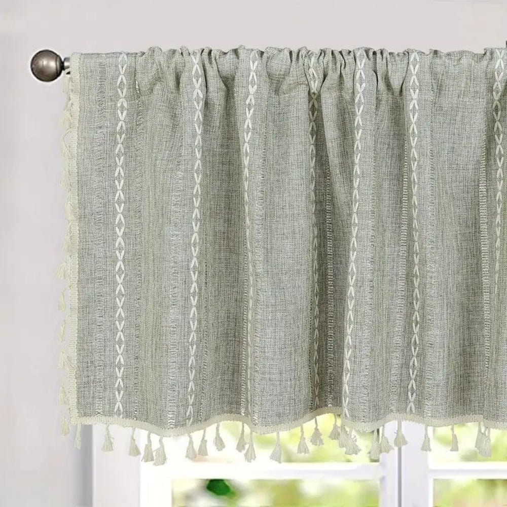 Rideaux de cuisine boho en coton et lin