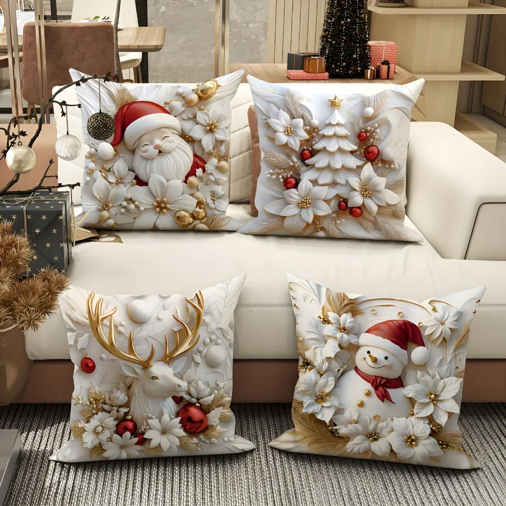 Housses de coussin de Noël en velours | Lot de 4