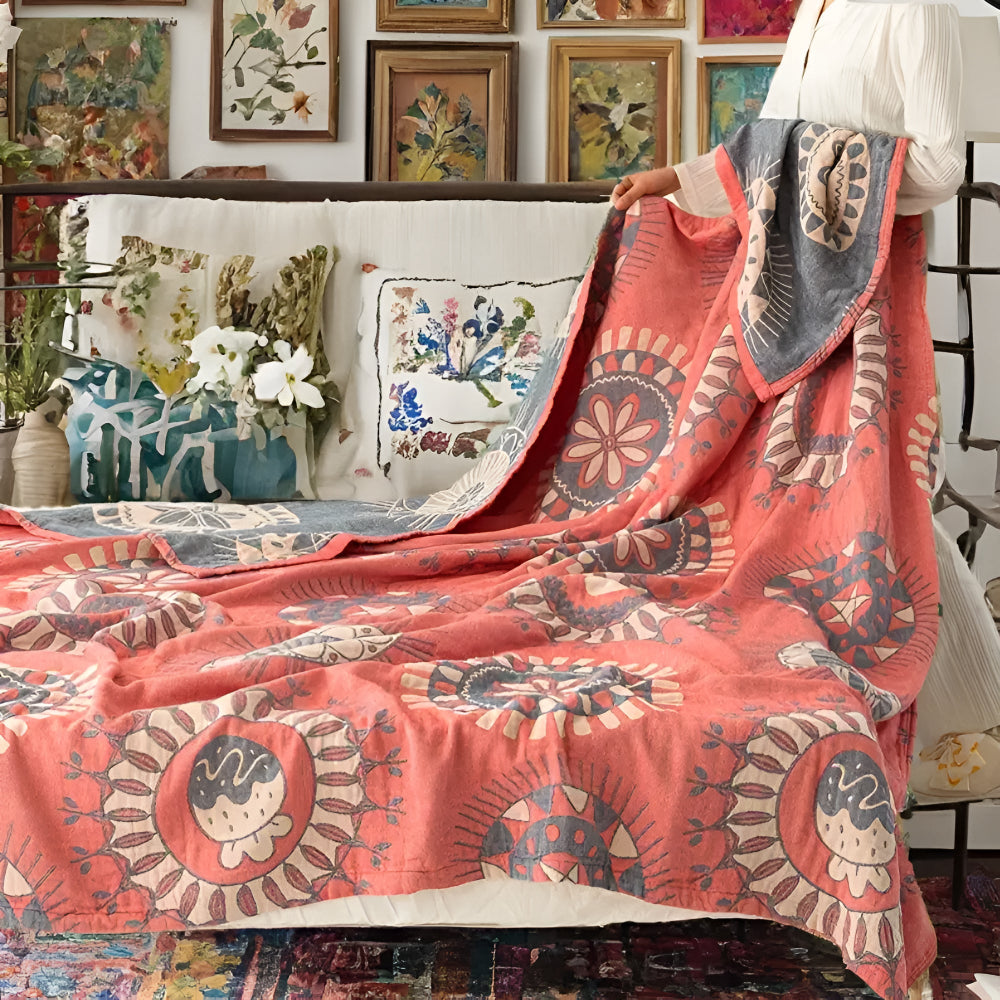 Plaid en coton motif cercles Blossom Radiance – Sunny