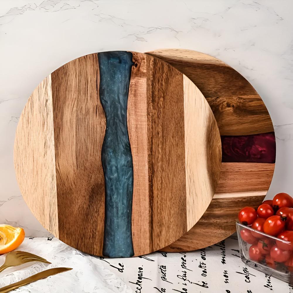 Planche à découper ronde en bois et résine – Sapphire