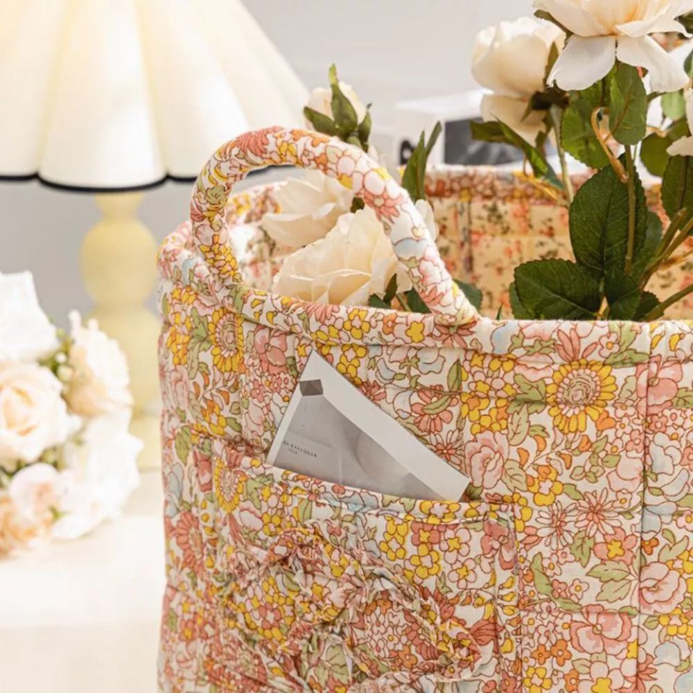 Panier de rangement en toile fleurie