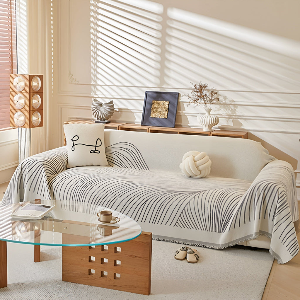 Housse de canapé en chenille Calista Wave – Walnut Flow