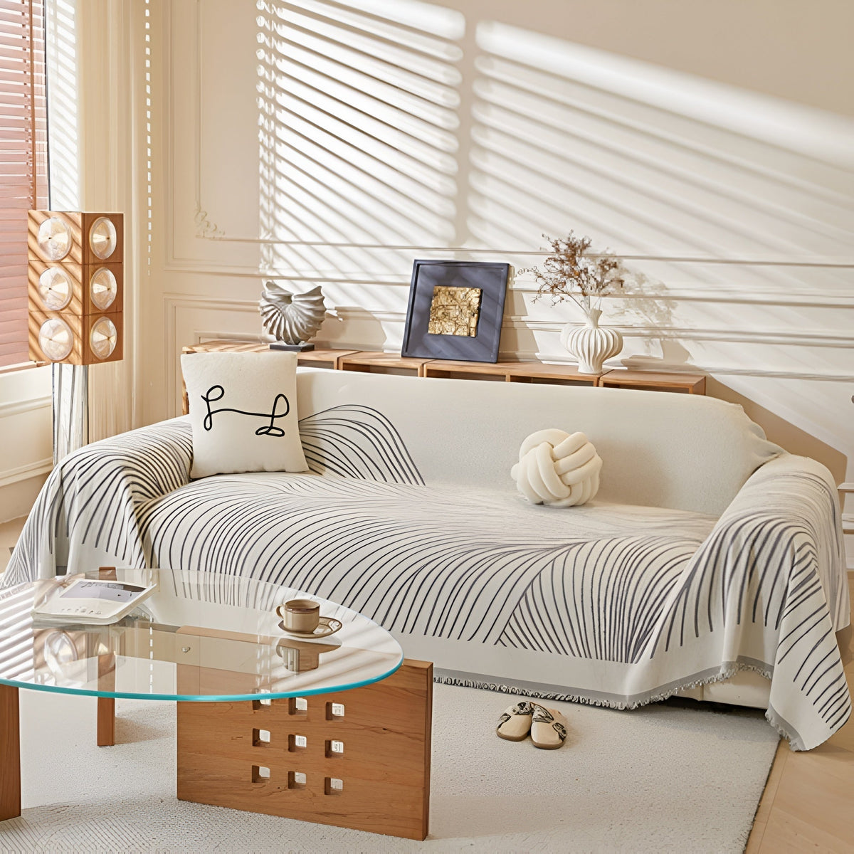 Housse de canapé en chenille Calista Wave – Walnut Flow
