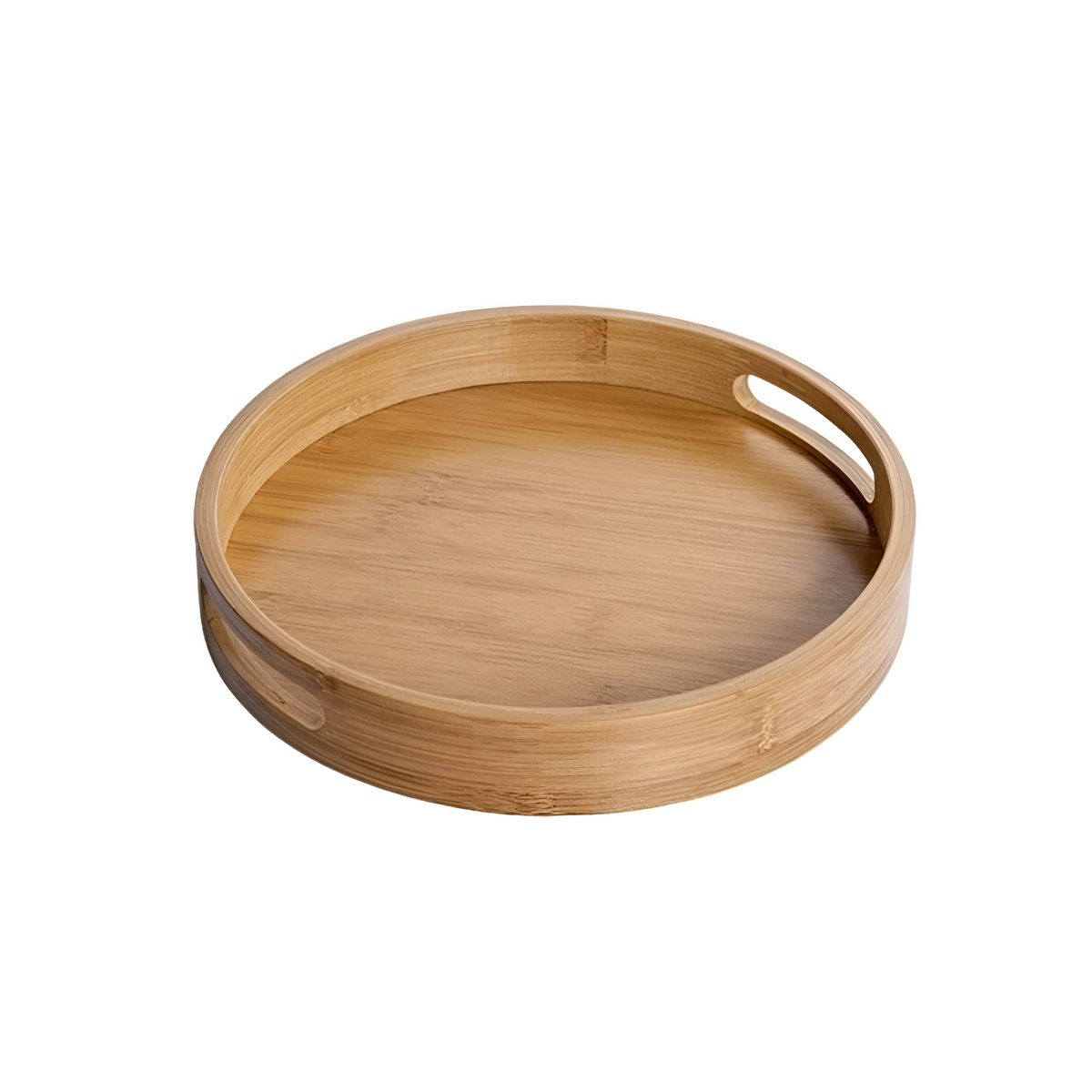 Plateau de service rond en bambou
