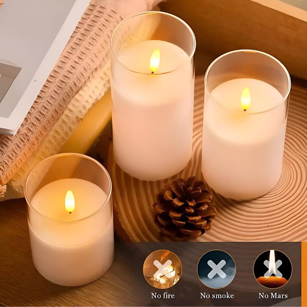 Bougies LED 3D sans flamme | Lot de 3
