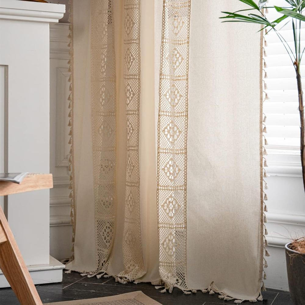 Rideau boho en lin – 59"Wx39"L