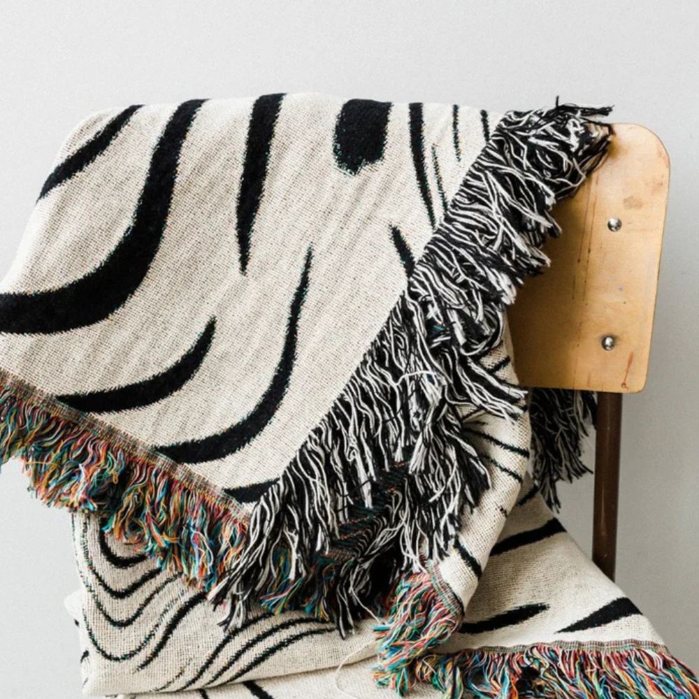 Plaid tissé effet marbre
