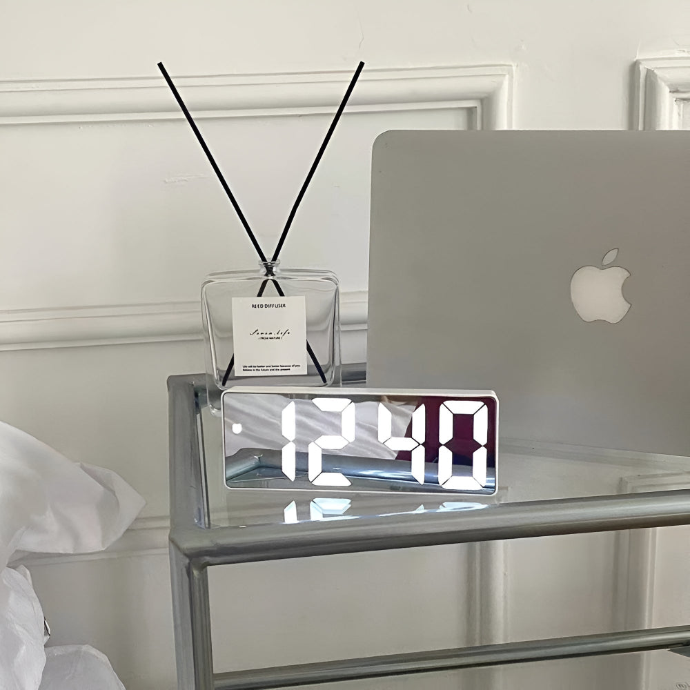 Réveil LED numérique à miroir – Midnight Noir