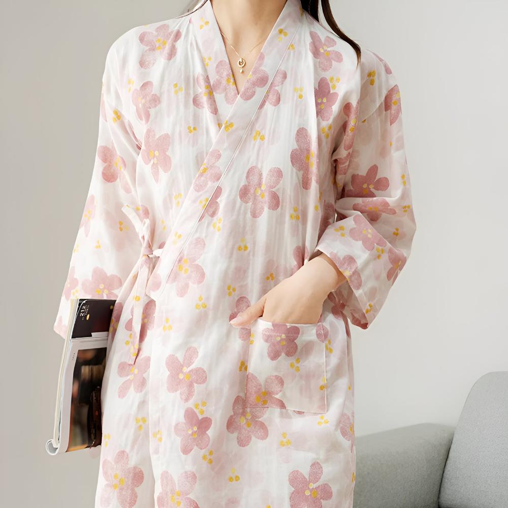 Peignoir en coton à fleurs pour femme – Blossom Petals Print