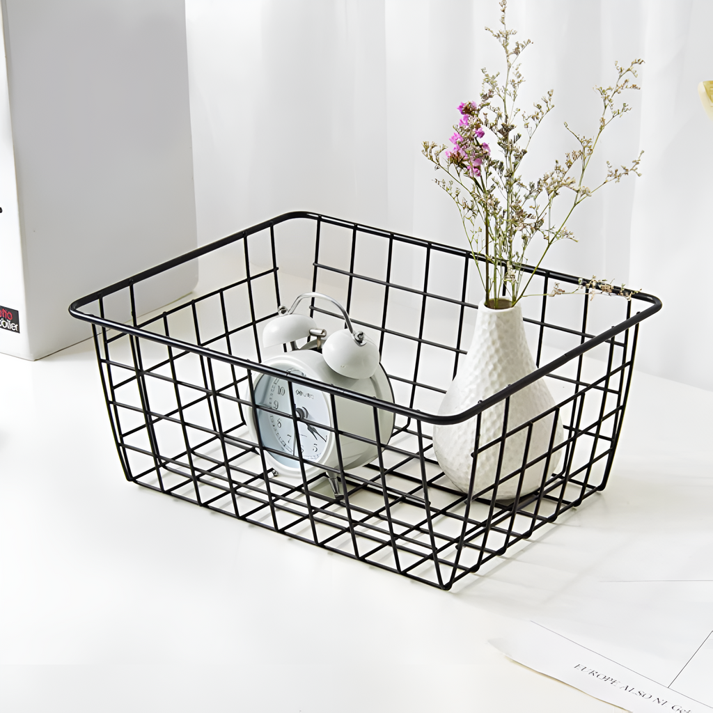 Panier de rangement en fil métallique élégant