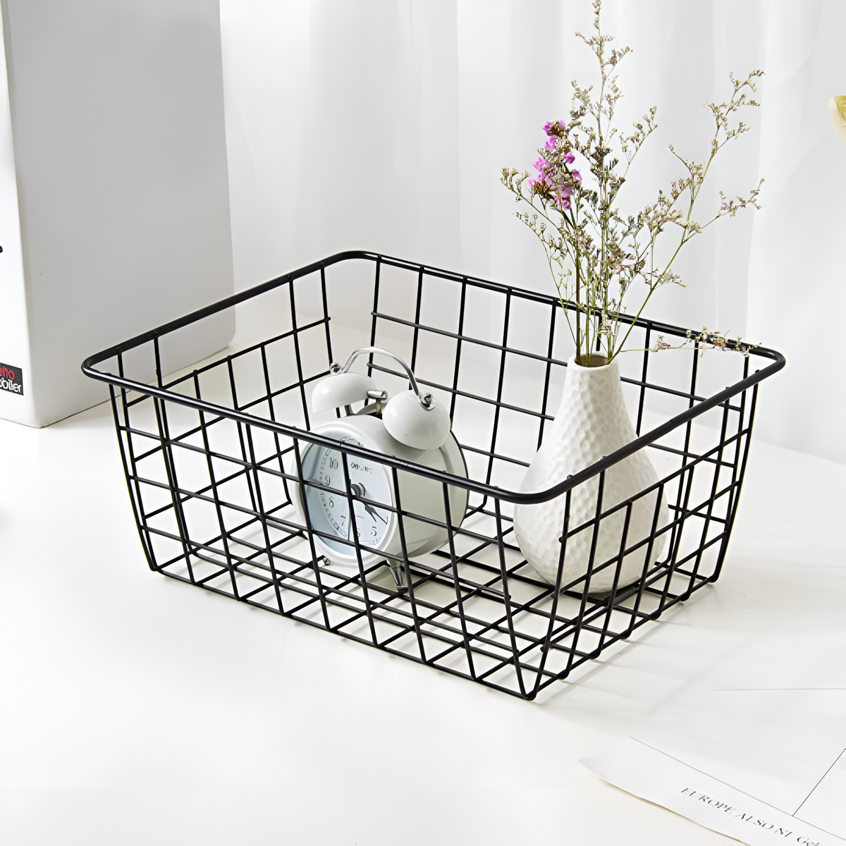 Panier de rangement en fil métallique élégant