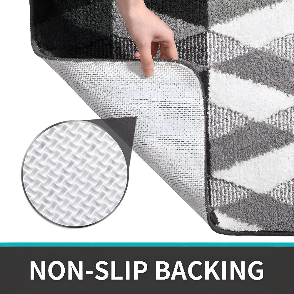 Tapis géométrique antidérapant en microfibre