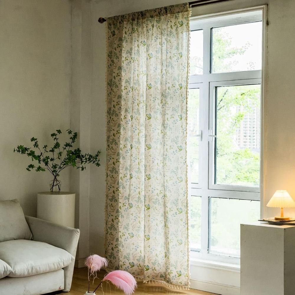 Rideaux voile fleurs des champs