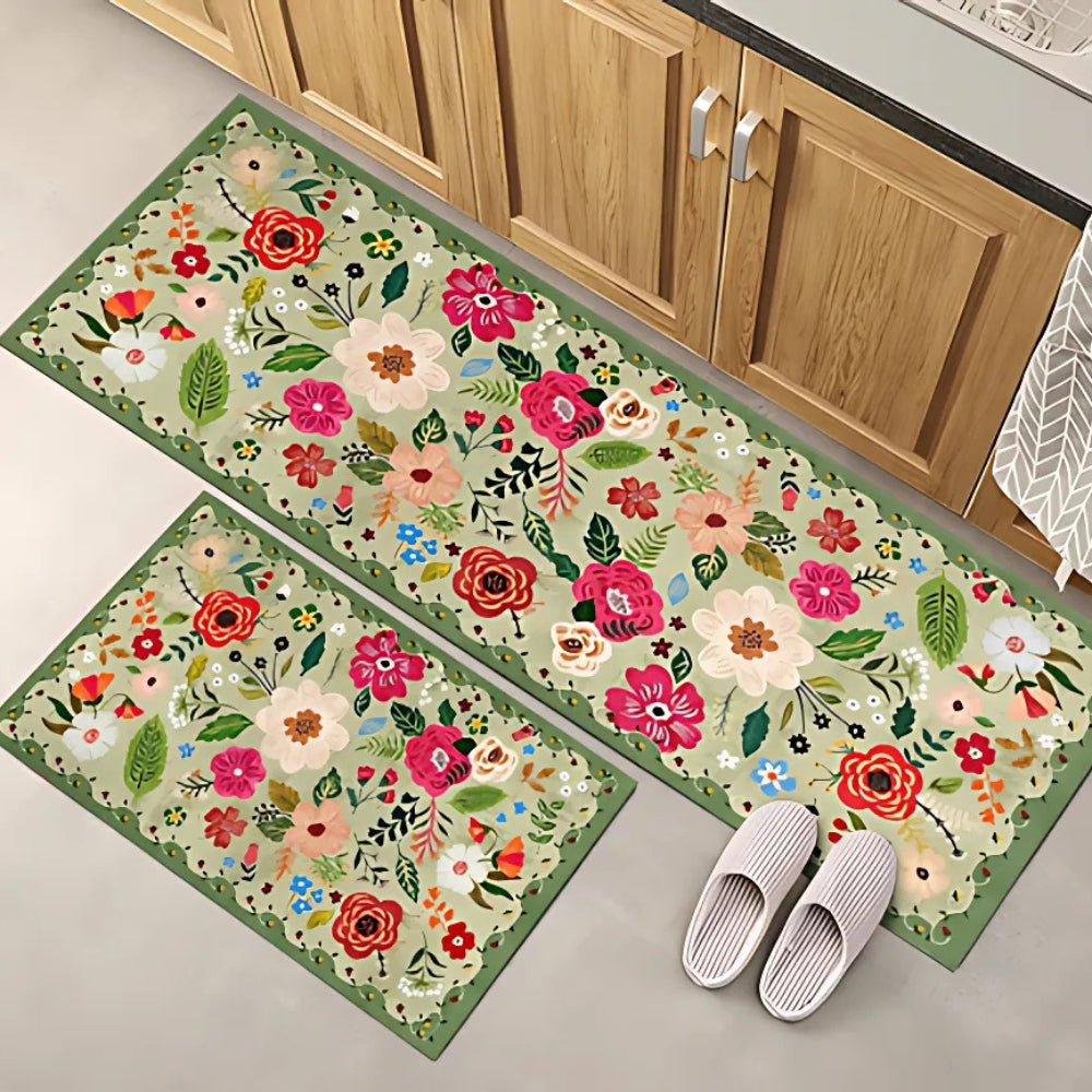 Set de tapis de cuisine boho fleuri Meadow