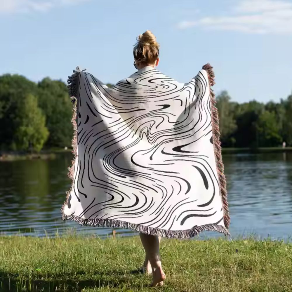 Plaid tissé effet marbre