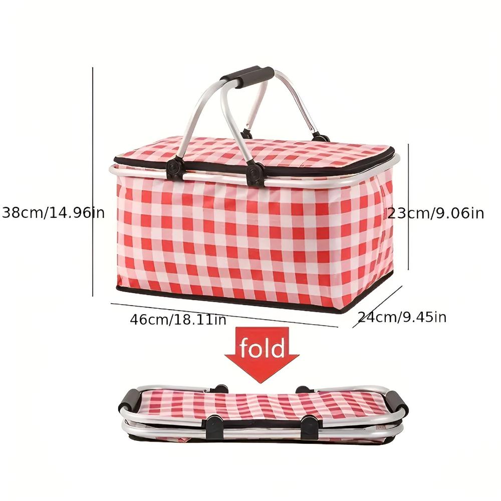 Panier de pique-nique pliable à carreaux