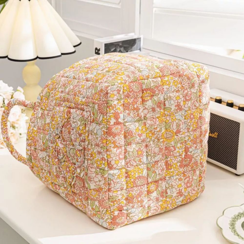 Panier de rangement en toile fleurie