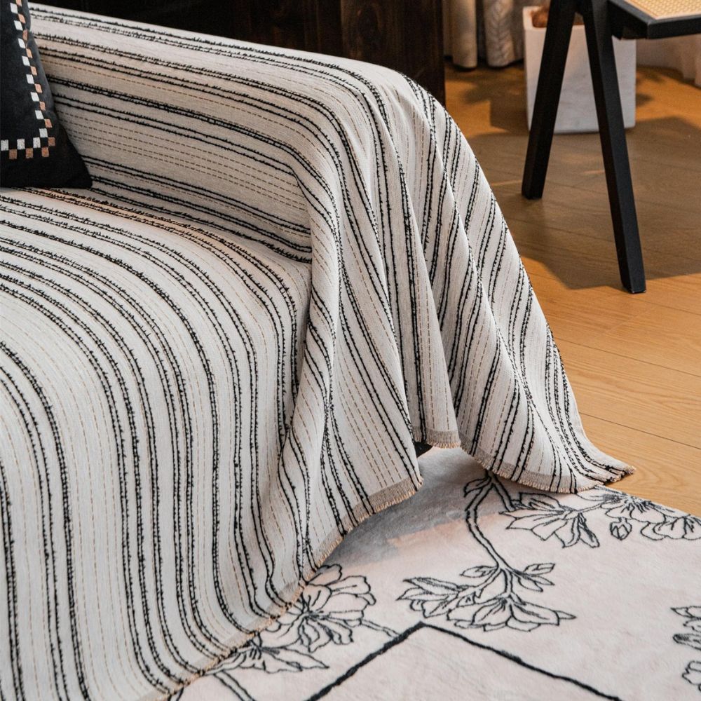 Housse de canapé en chenille à rayures