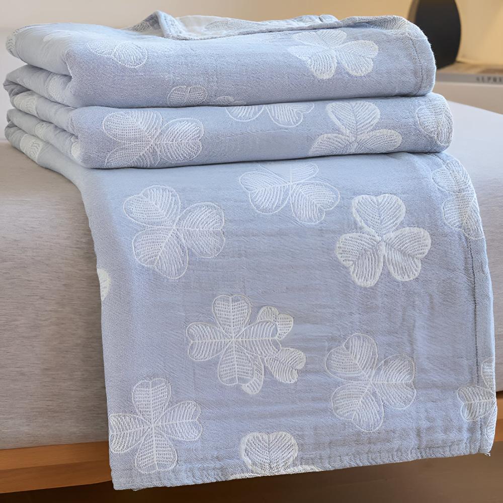 Plaid en coton trèfle à quatre feuilles