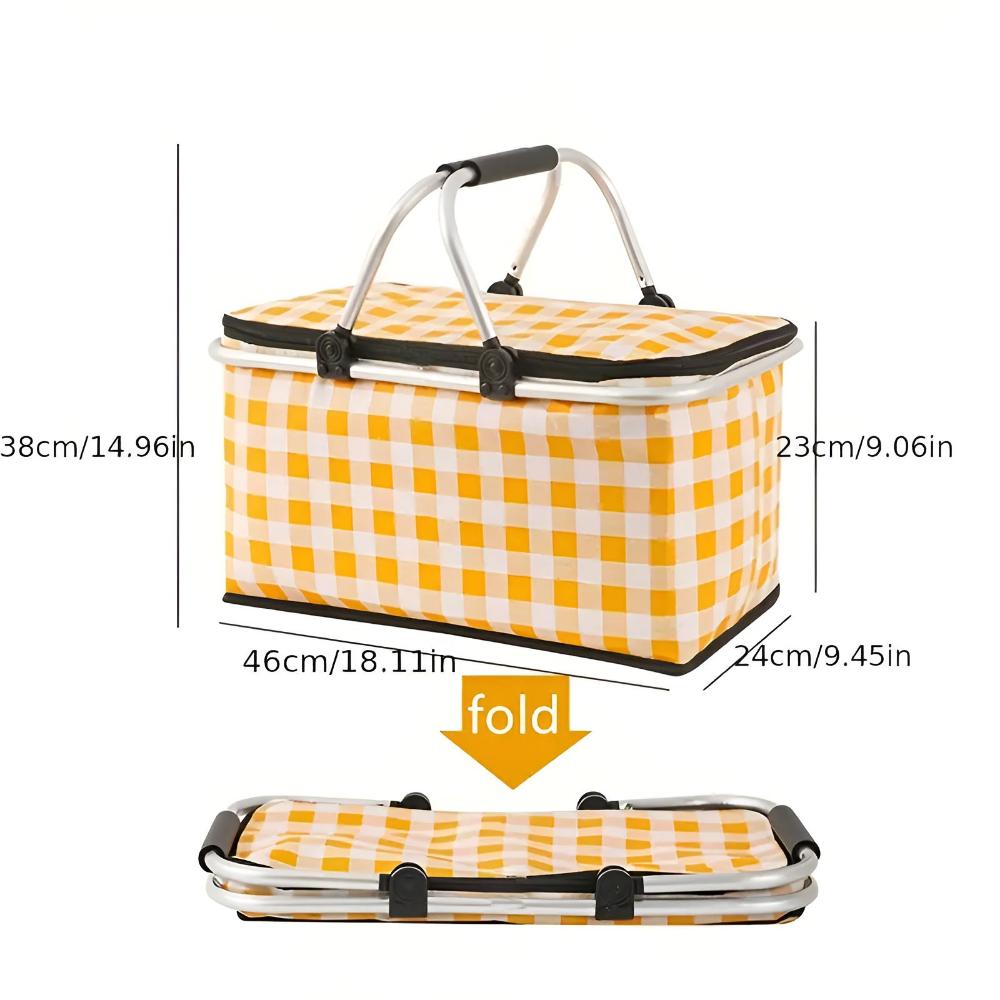 Panier de pique-nique pliable à carreaux