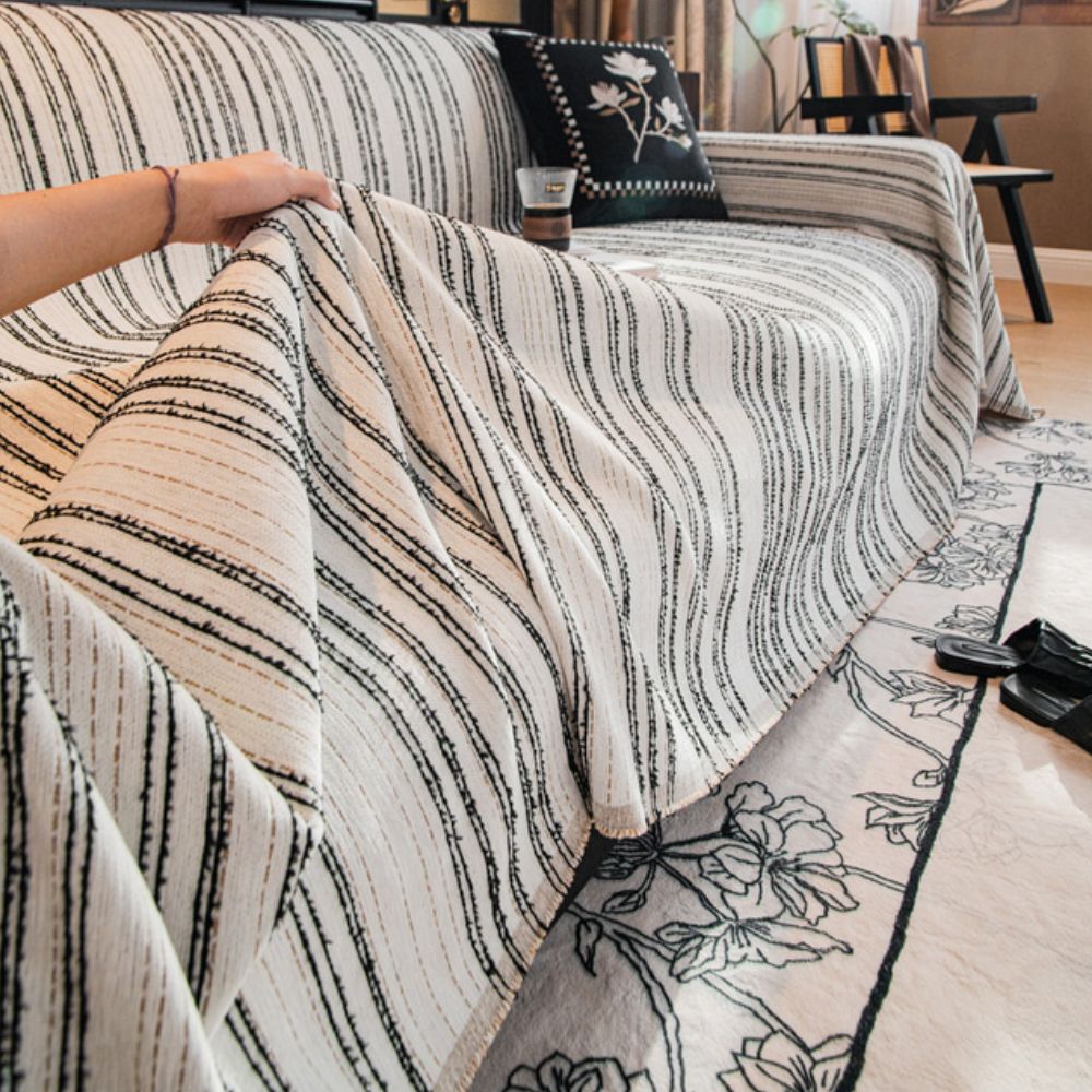 Housse de canapé en chenille à rayures