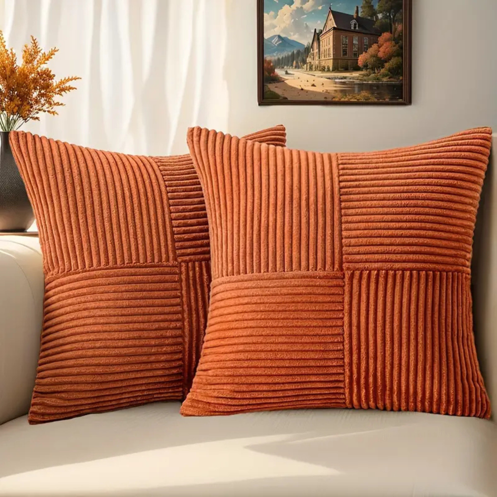 Housse de coussin rustique en velours côtelé