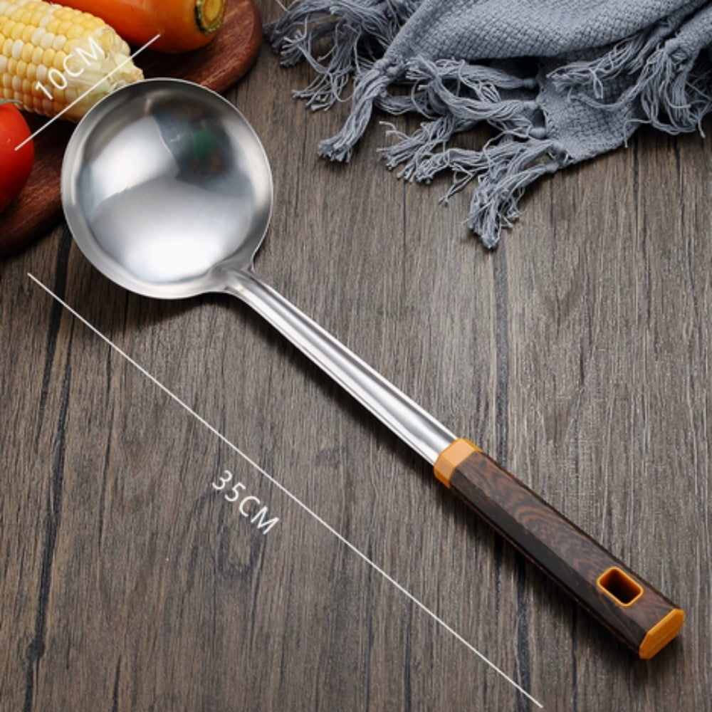 Ustensiles en inox effet bois | Lot de 6