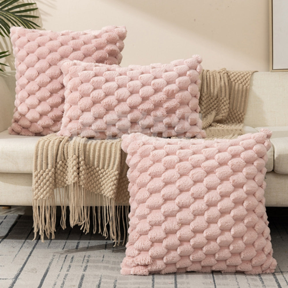 Housse de coussin marshmallow moelleuse – Rose