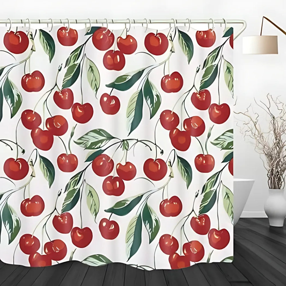 Rideau de douche cerises