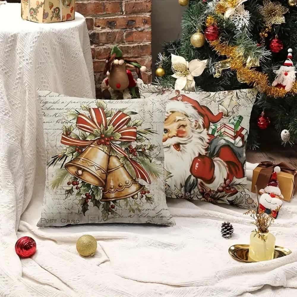 Housse de coussin Père Noël campagne