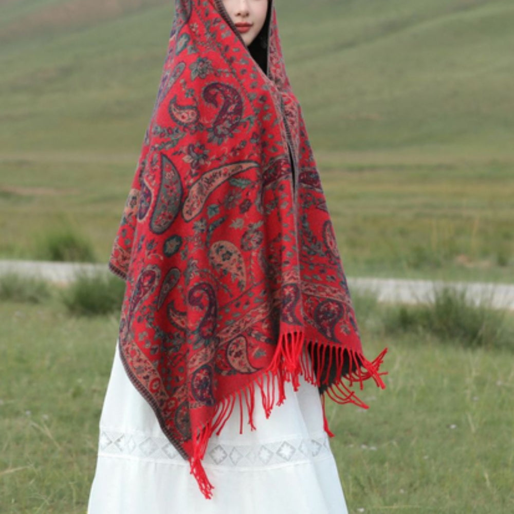Poncho-châle d'hiver Paisley