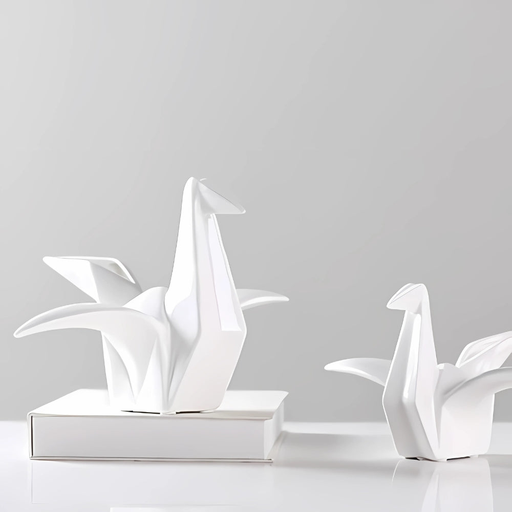 Statue oiseau en céramique inspirée de l'origami