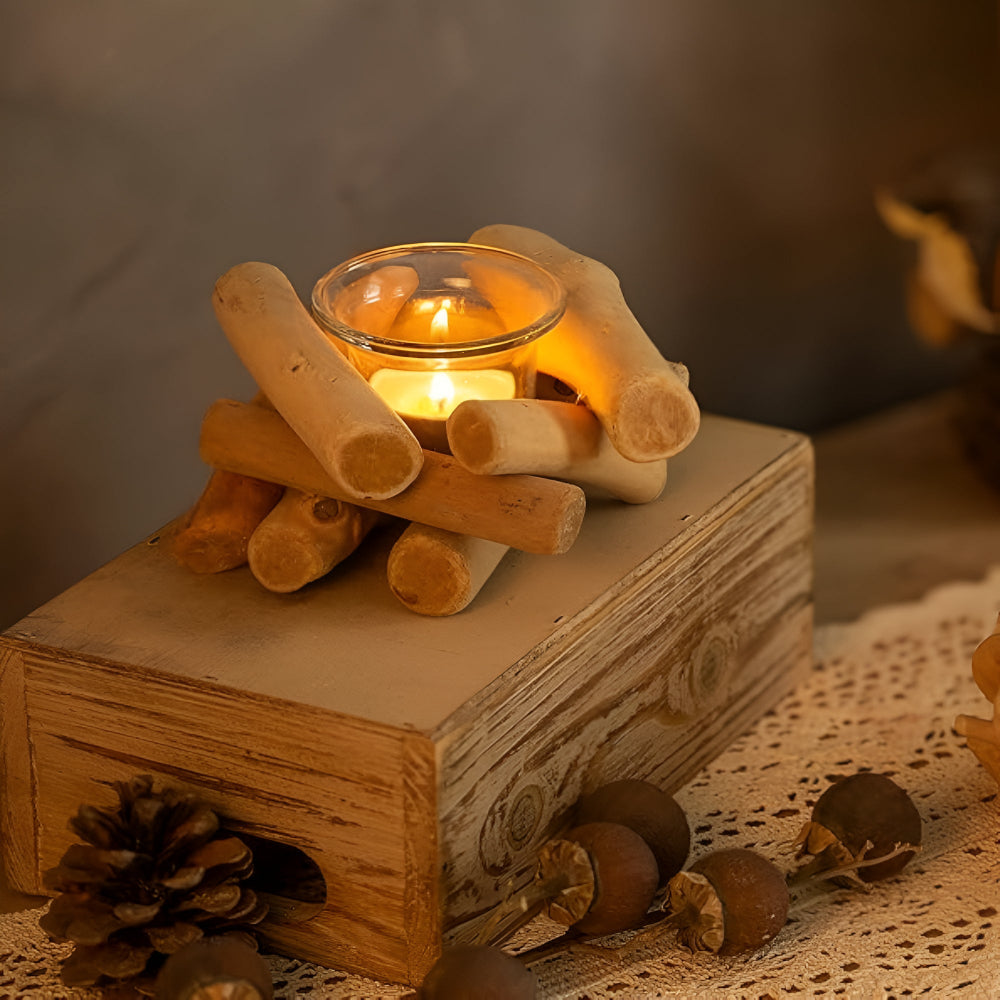 Bougeoir Driftwood Haven en bois flotté