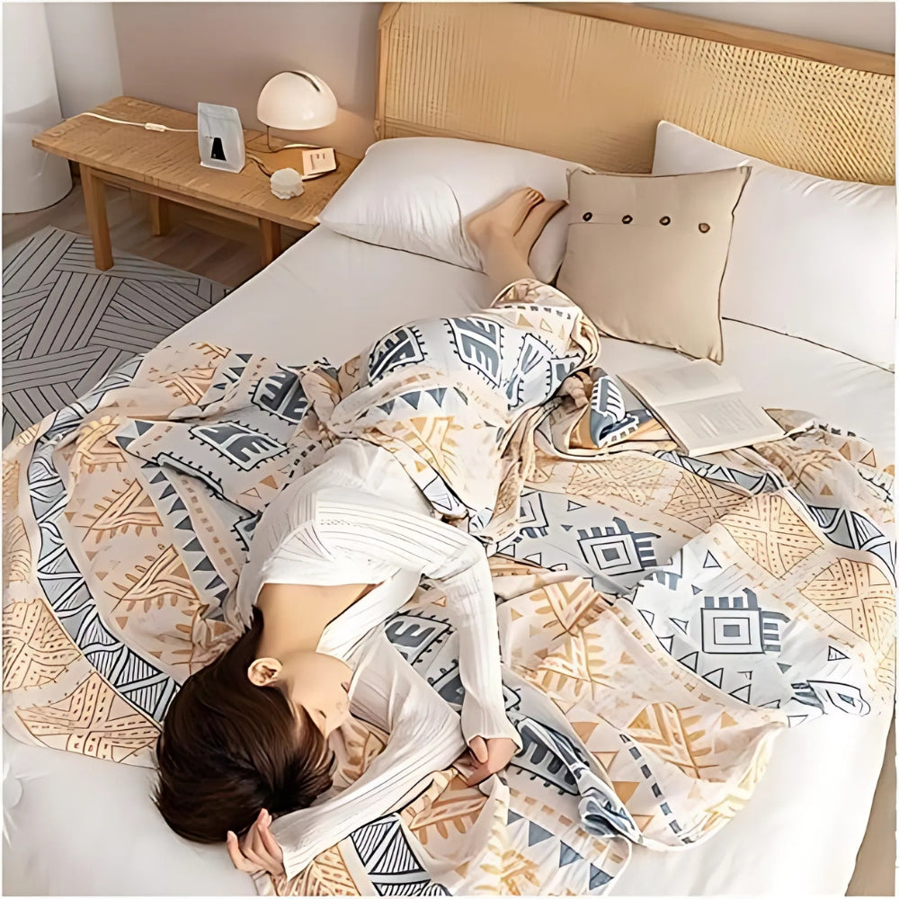 Plaid en pur coton motif aztèque