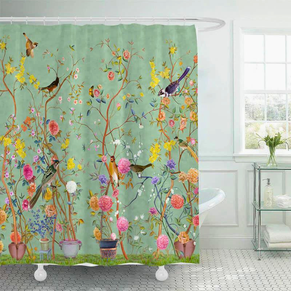 Rideau de douche décoratif imperméable campagne – 59"Wx71"L