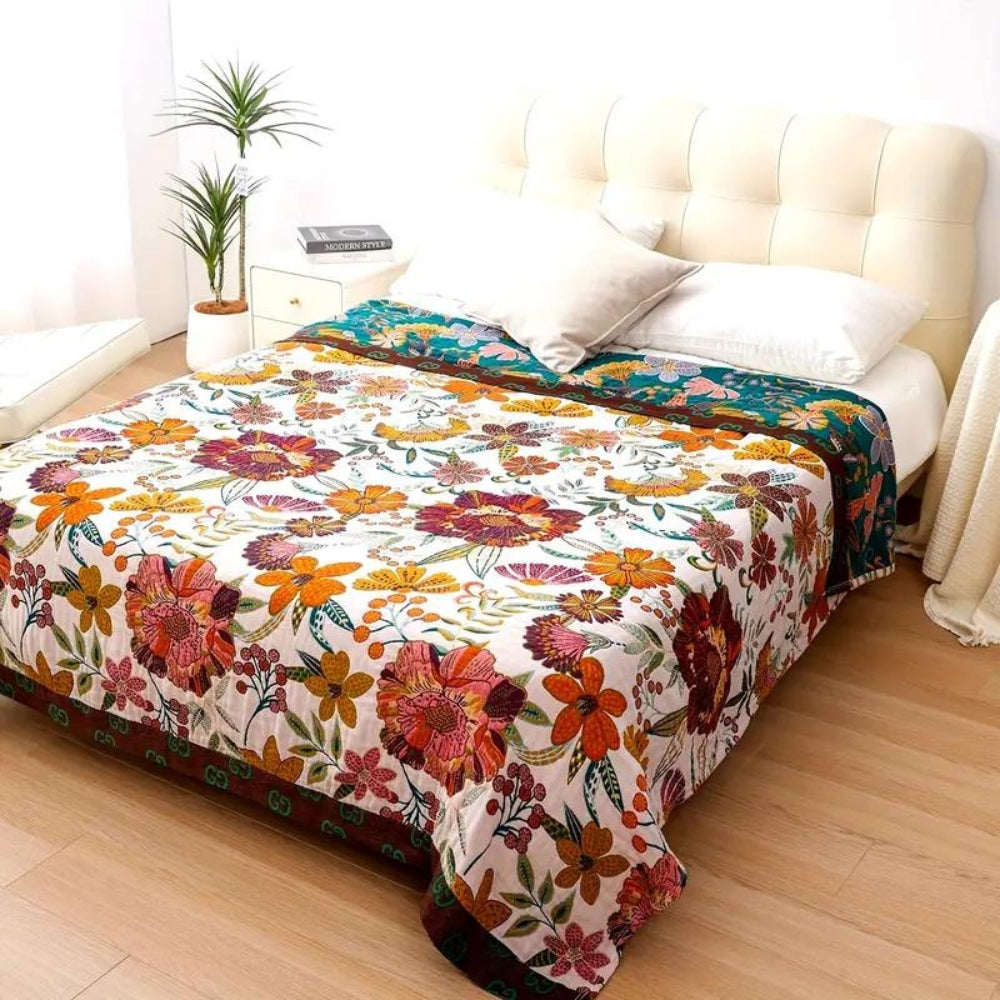 Plaid en coton fleuri Charm – 59"x79"