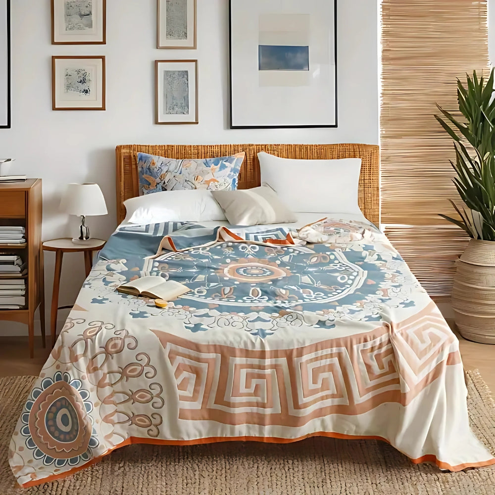 Plaid en coton mandala Santorin – Terracotta Charm