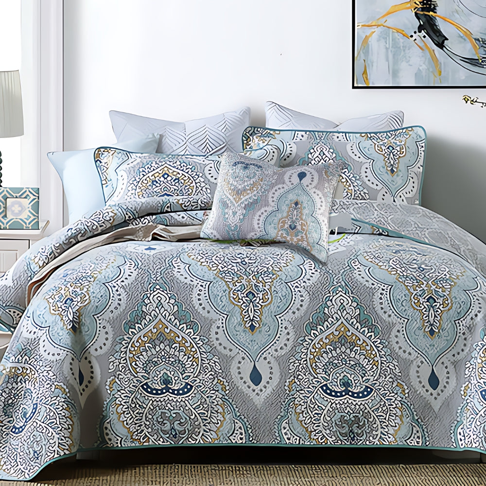Parure de couvre-lit Paisley bleu turquoise – 91"x98"