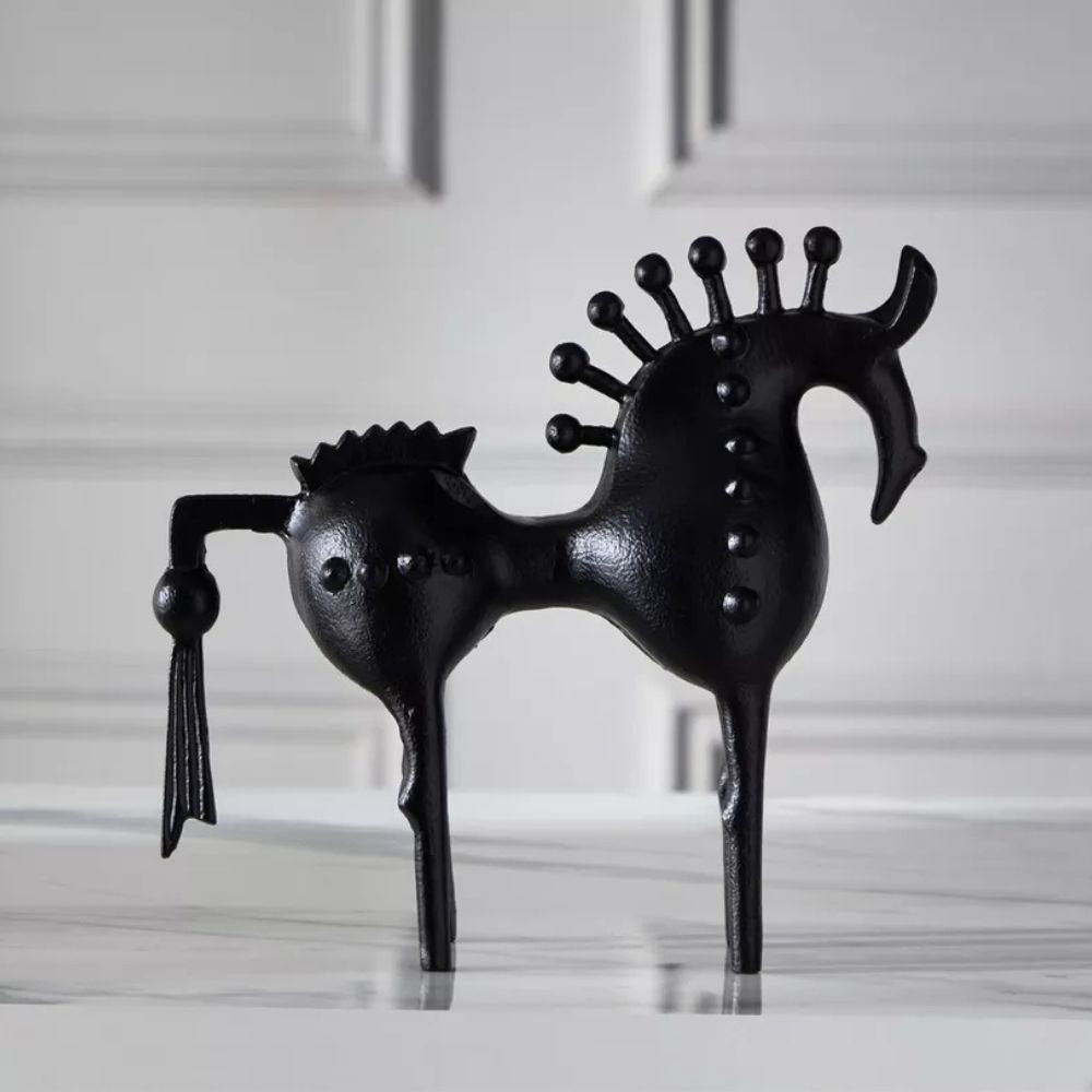 Sculpture cheval en métal Black Stallion
