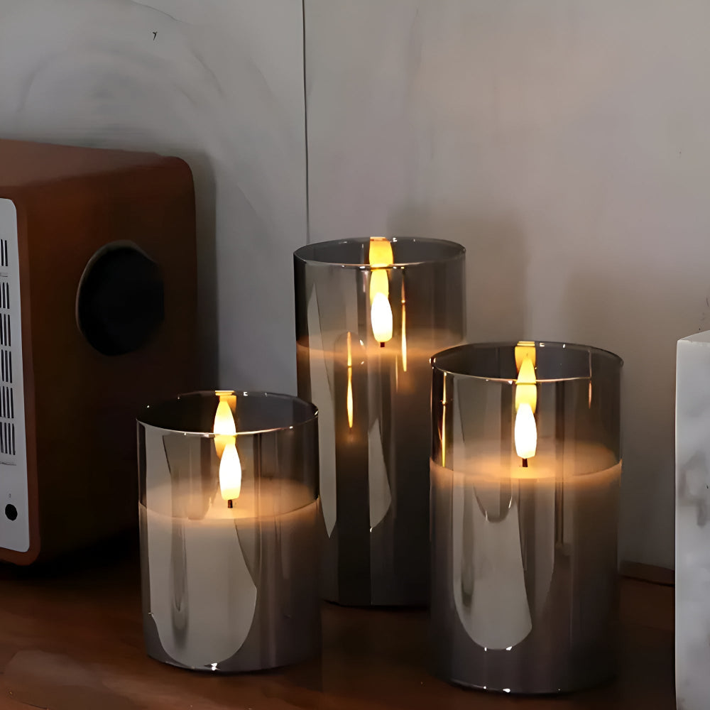Bougies LED 3D sans flamme | Lot de 3 – Crystal Blanc